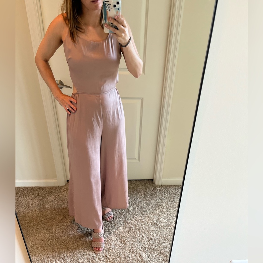 Dusty rose jumpsuit with tie back